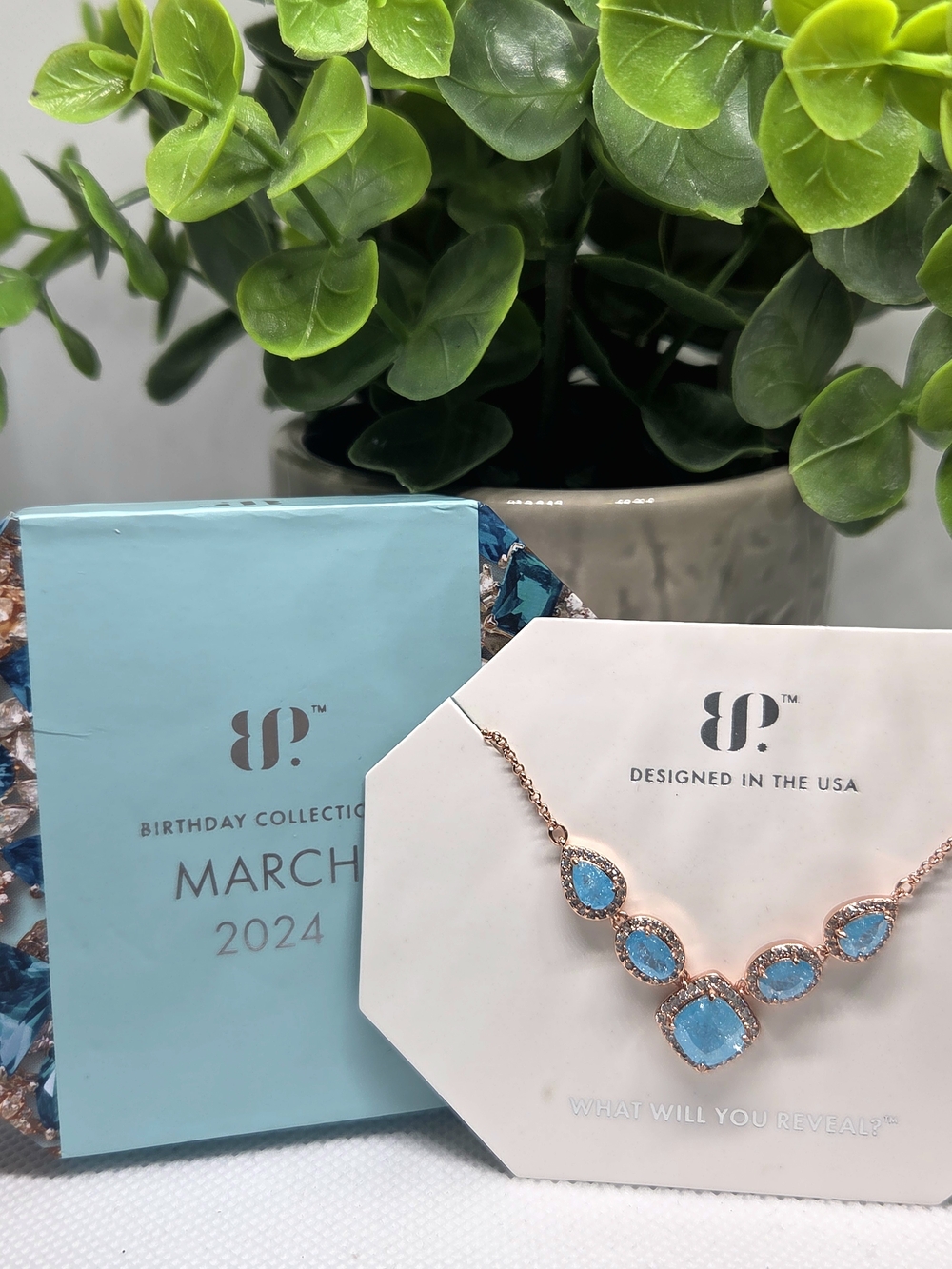 BP March 2024 Birthday Collection - Aquamarine Ice Crystal On Rose Gold